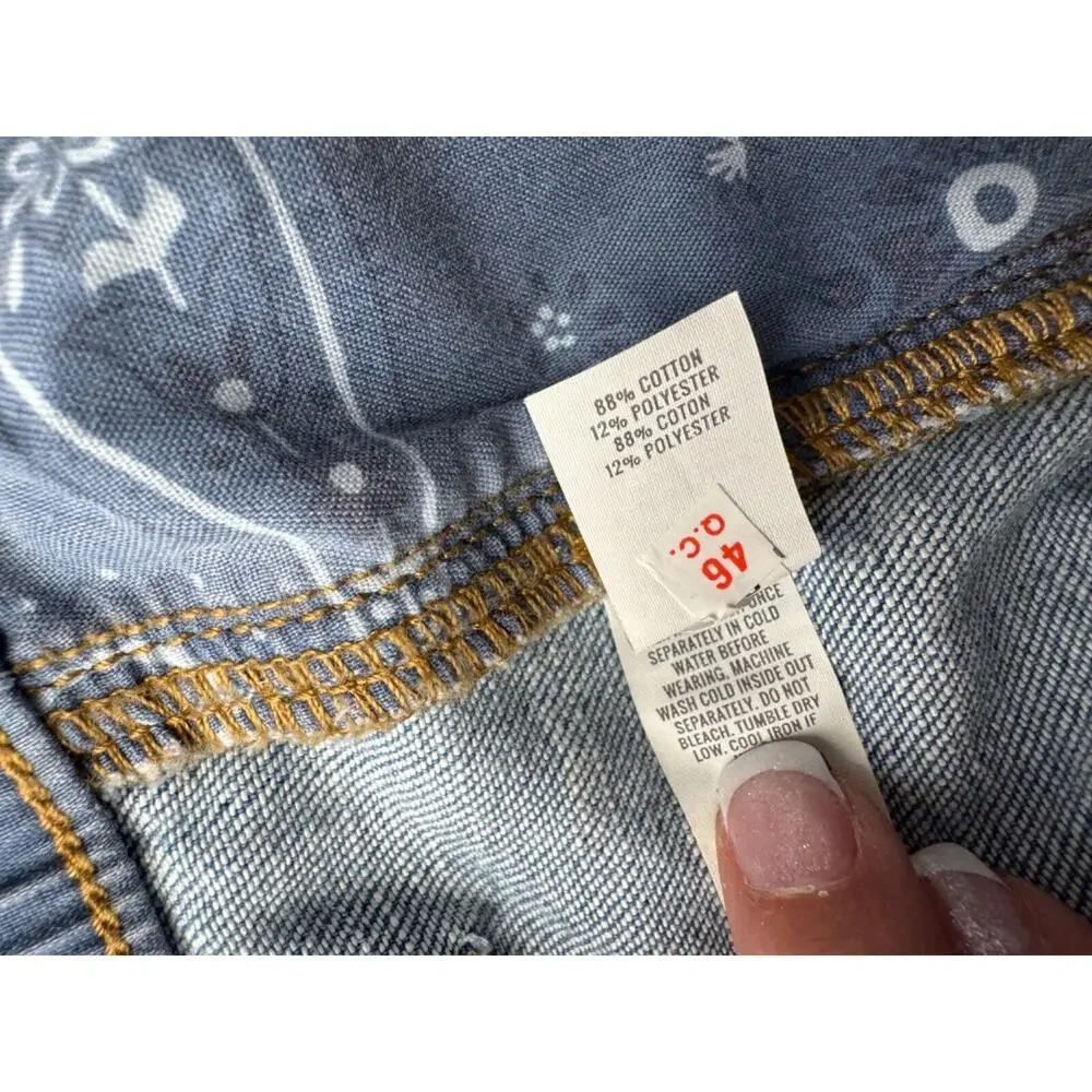 Aerie Women's Blue Bandana Distressed Cut-Off Daydream Denim Short XXL NEW - Picture 6 of 6